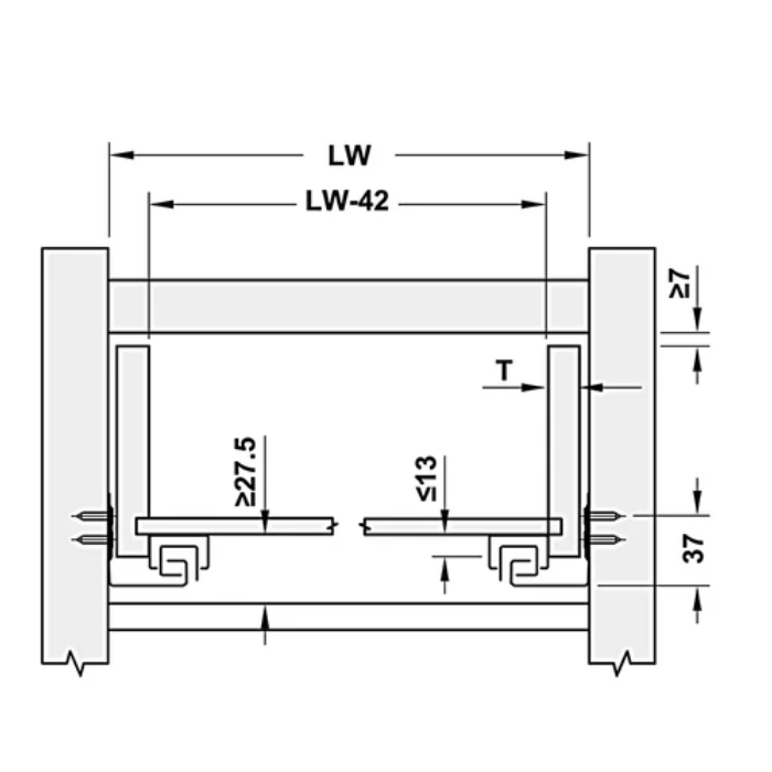 Ray âm giảm chấn Hafele 433.32.072- 350/ 340/ 355