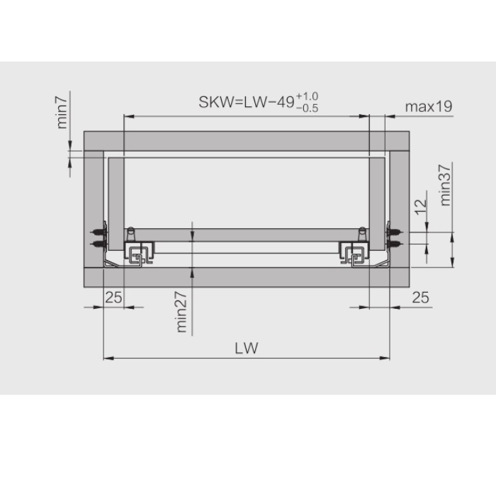 Ray âm giảm chấn toàn phần L 450mm Imundex 7272445