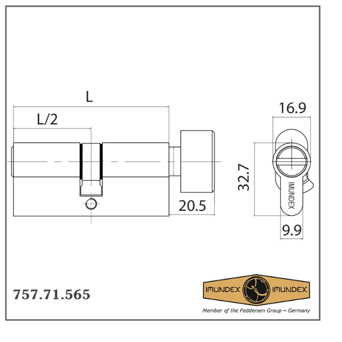 Ruột khóa WC đầu vặn ovan Imundex 757.71.565