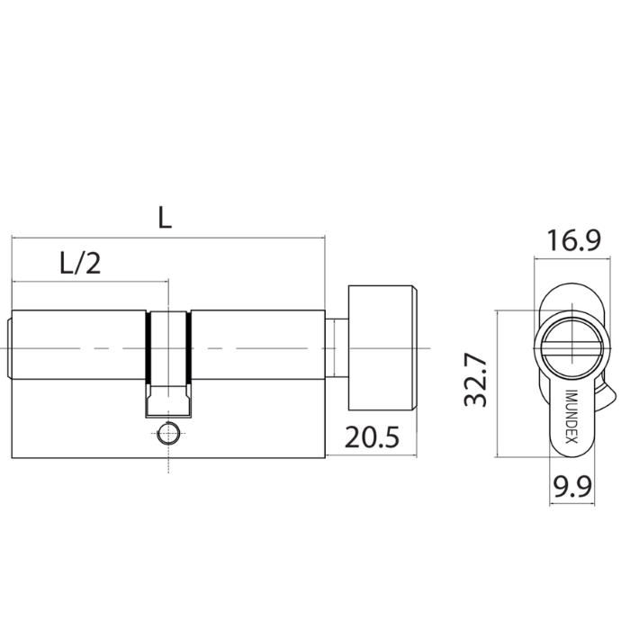 Ruột khóa WC đầu vặn ovan Imundex 757.71.870