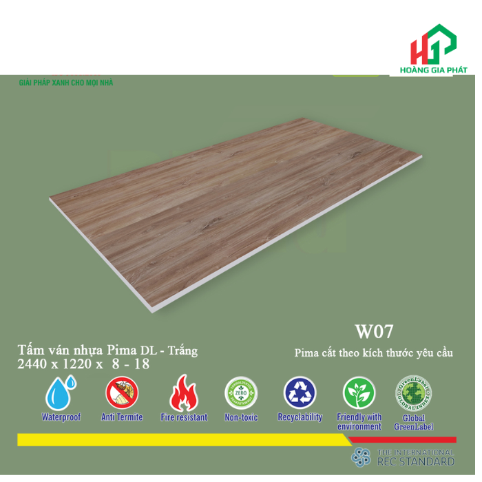 TẤM VÁN NHỰA PIMA VÂN GỖ W07 1 MẶT- 8mm