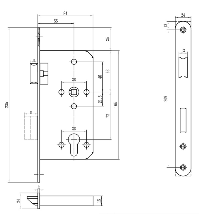 Thân khóa cửa đi siêu êm Imundex 747.11.190