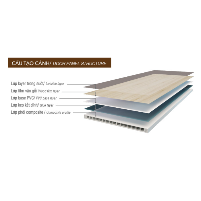 Cửa nhựa Composite PIMA nẹp kim loại màu W44