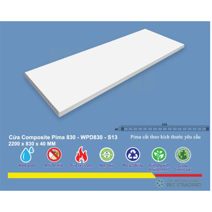 Phôi cánh cửa Pima 83022 phủ vân gỗ S13