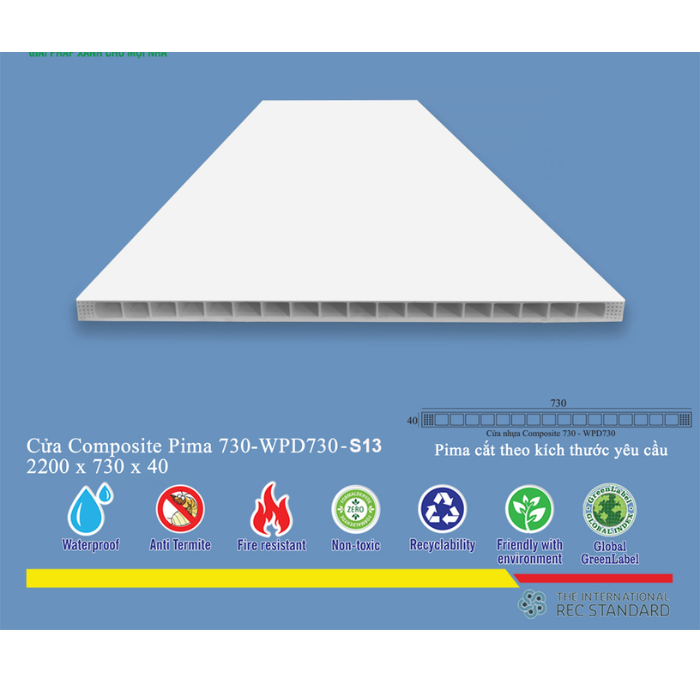 Phôi Cửa Pima 73022 phủ vân gỗ S13