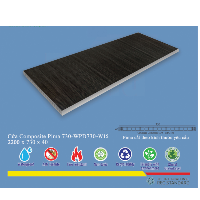 Phôi cửa Pima 73022 phủ vân gỗ W15