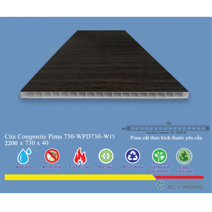 Phôi cửa Pima 73022 phủ vân gỗ W15