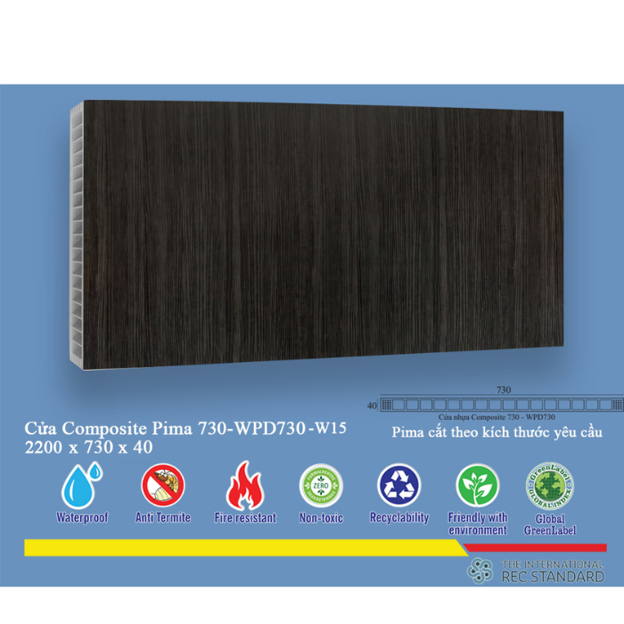 Phôi cửa Pima 73022 phủ vân gỗ W15