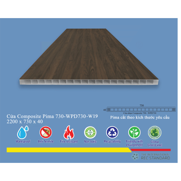 Phôi cửa Pima 73022 phủ vân gỗ W19