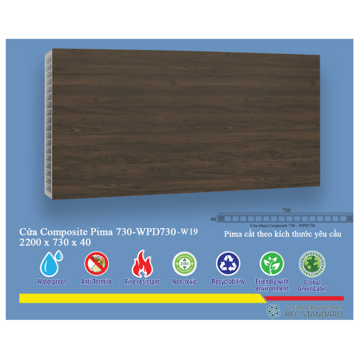 Phôi cửa Pima 73022 phủ vân gỗ W19