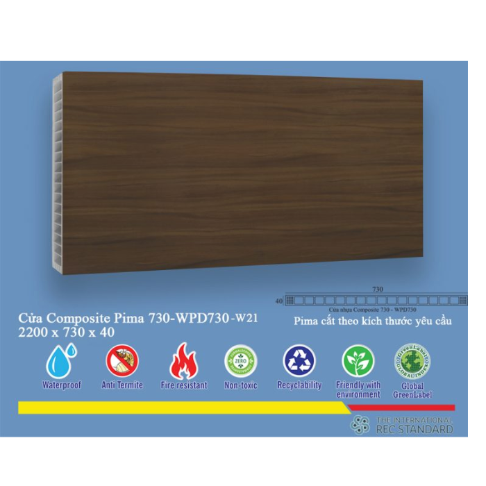 Phôi cửa pima 73022 phủ vân gỗ w21