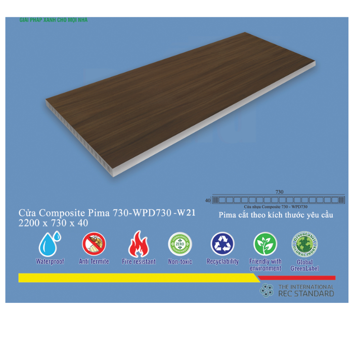 Phôi cửa pima 73022 phủ vân gỗ w21