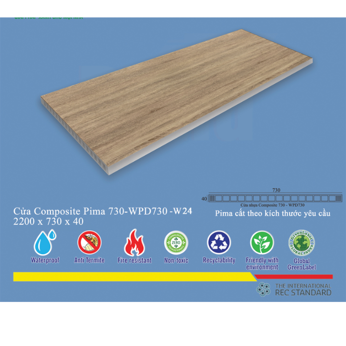 Phôi Cửa Pima 73022 phủ vân gỗ W24