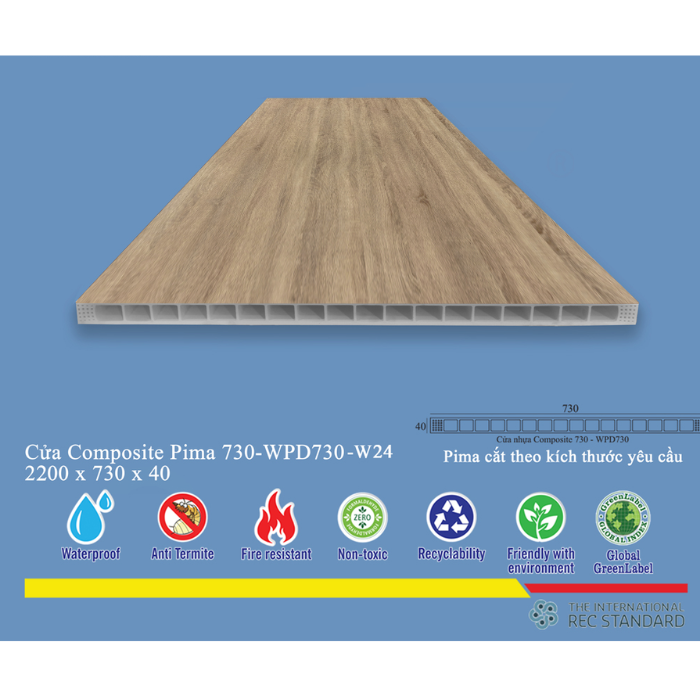 Phôi Cửa Pima 73022 phủ vân gỗ W24