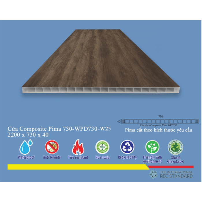 Phôi cửa Pima 73022 phủ vân gỗ w25