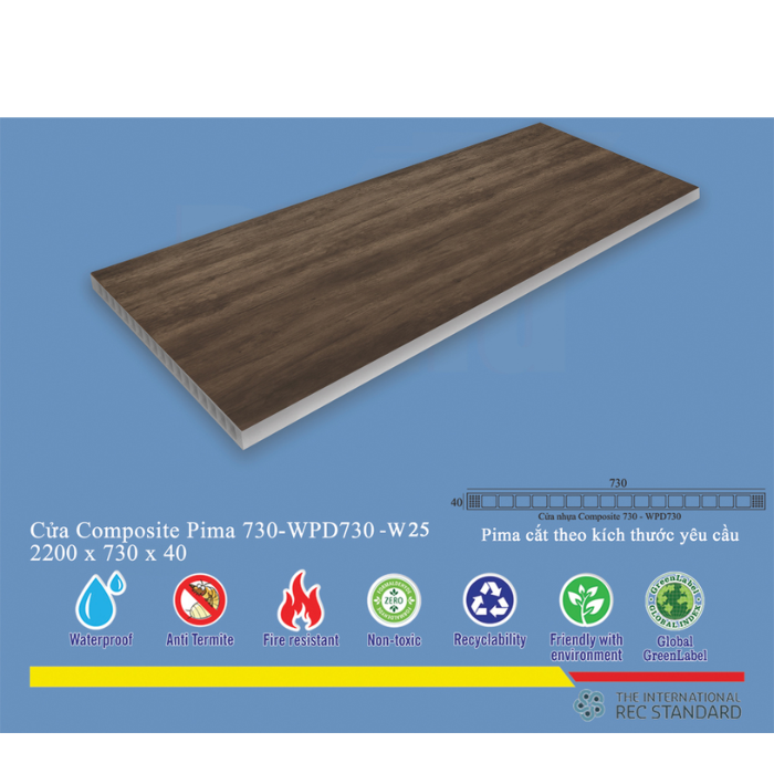 Phôi cửa Pima 73022 phủ vân gỗ w25