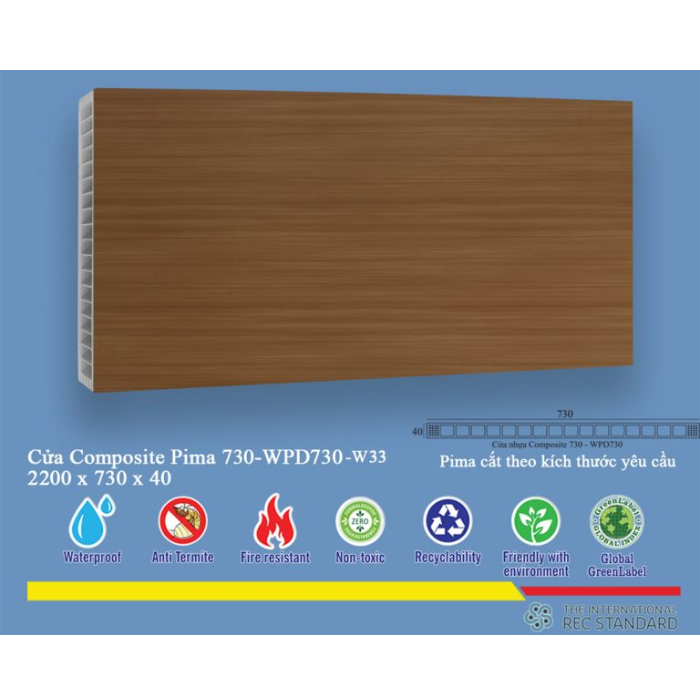 Phôi Cửa Pima 73022 phủ vân gỗ W33