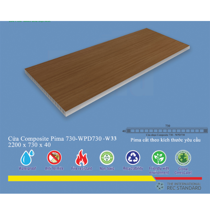 Phôi Cửa Pima 73022 phủ vân gỗ W33