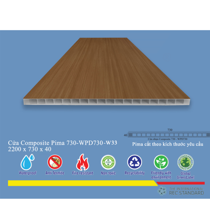 Phôi Cửa Pima 73022 phủ vân gỗ W33