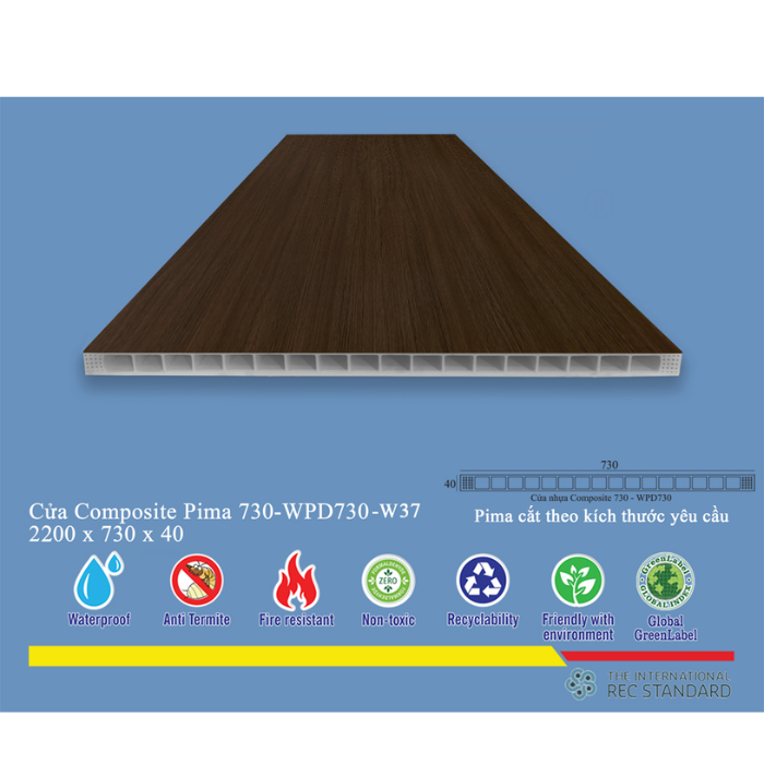 Phôi cửa Pima 73022 phủ vân gỗ W37