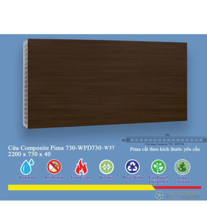 Phôi cửa Pima 73022 phủ vân gỗ W37