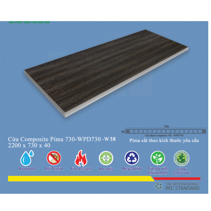  Phôi cửa Pima 73022 phủ vân gỗ W38