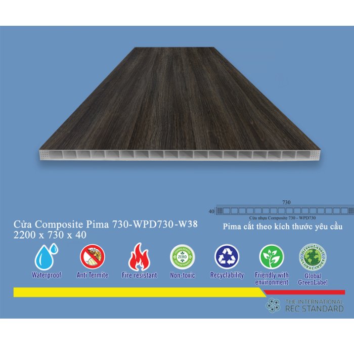  Phôi cửa Pima 73022 phủ vân gỗ W38