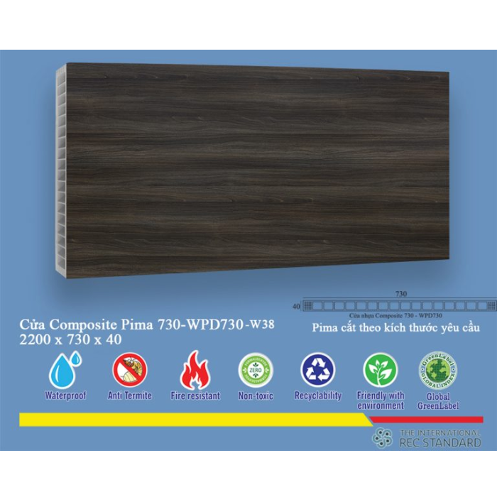  Phôi cửa Pima 73022 phủ vân gỗ W38