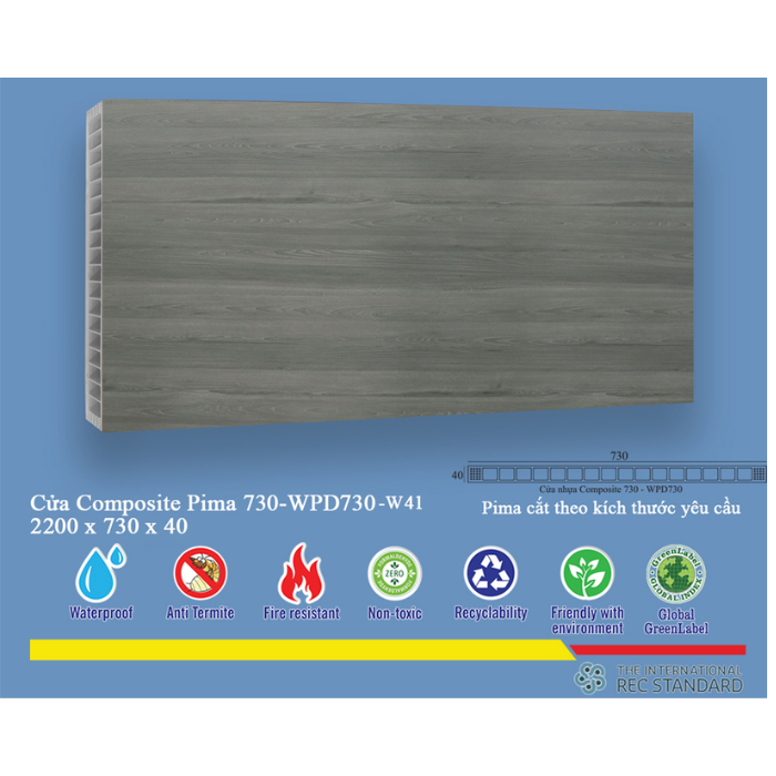 Phôi Cửa Pima 73022 phủ vân gỗ W41