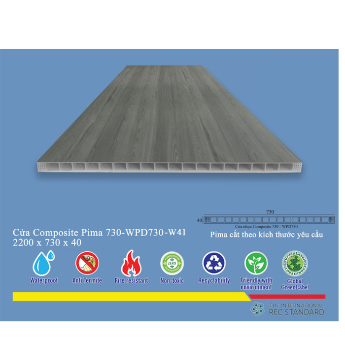 Phôi Cửa Pima 73022 phủ vân gỗ W41