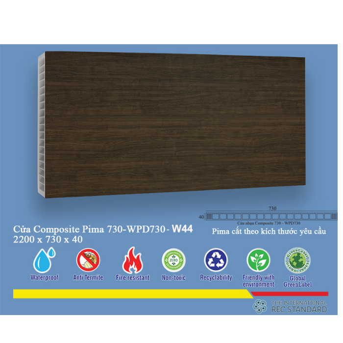 Phôi Cửa Pima 73022 phủ vân gỗ W44