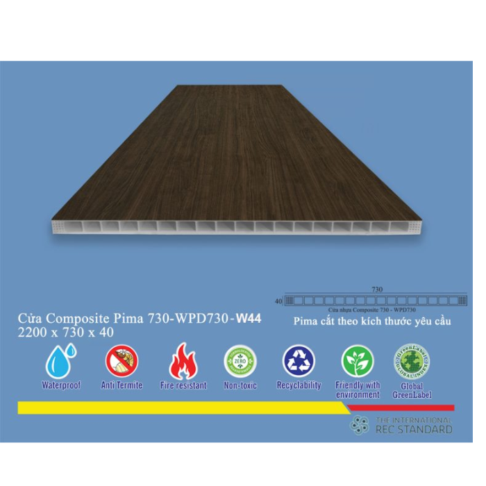 Phôi Cửa Pima 73022 phủ vân gỗ W44