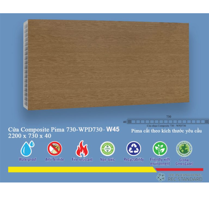 Phôi Cửa Pima 73022 phủ vân gỗ W45