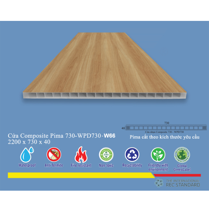 Phôi Cửa Pima 73022 phủ vân gỗ W66