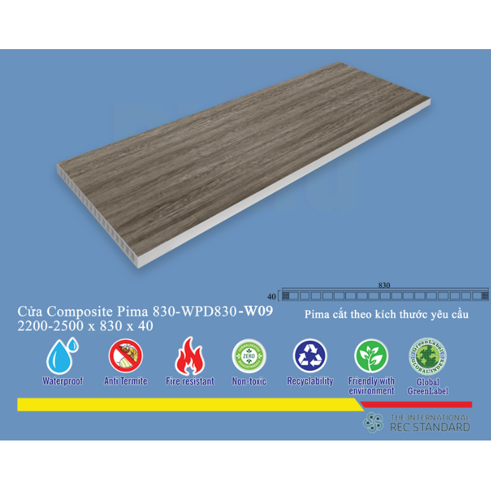 Phôi cửa Pima 83022 phủ vân gỗ W09