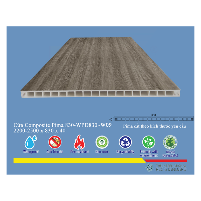 Phôi cửa Pima 83022 phủ vân gỗ W09