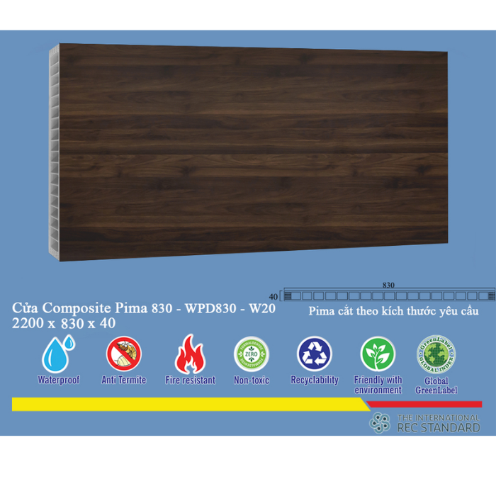 Phôi cửa Pima 83022 phủ vân gỗ W20