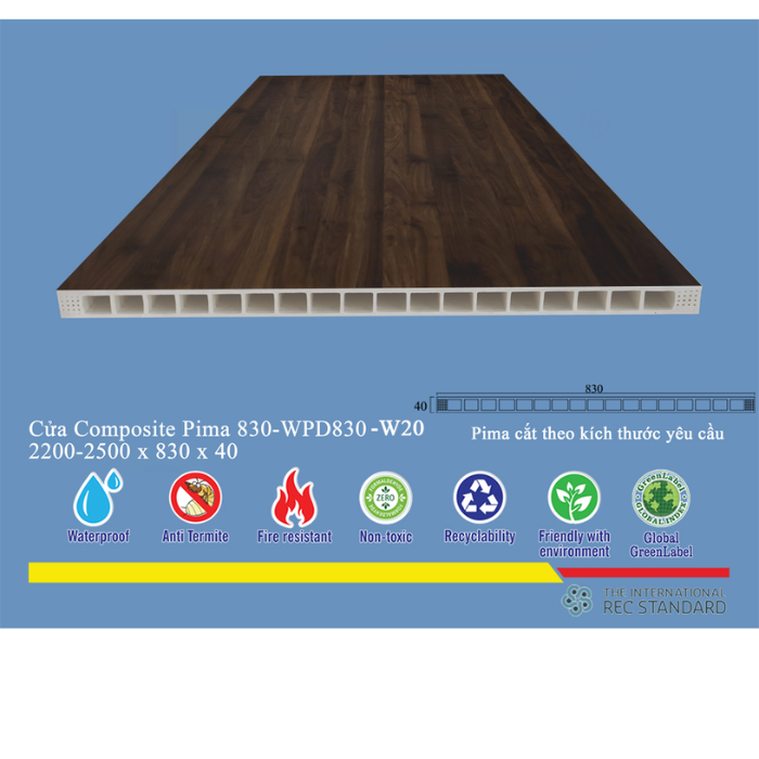 Phôi cửa Pima 83022 phủ vân gỗ W20