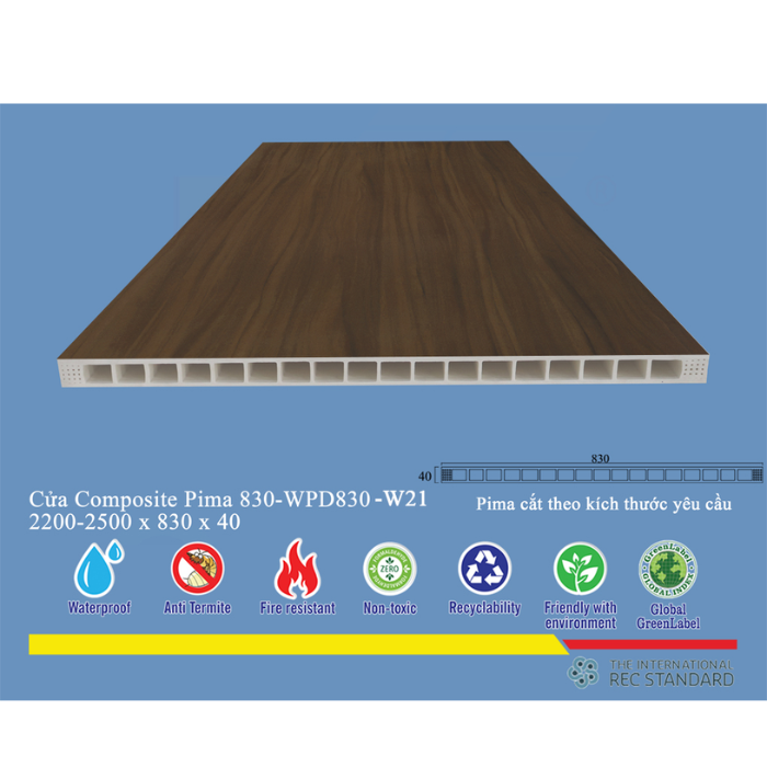 Phôi cửa Pima 83022 phủ vân gỗ W21