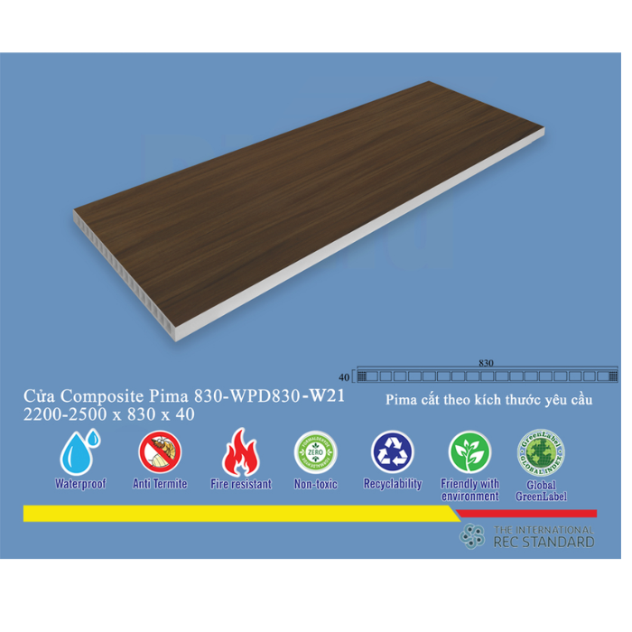 Phôi cửa Pima 83022 phủ vân gỗ W21