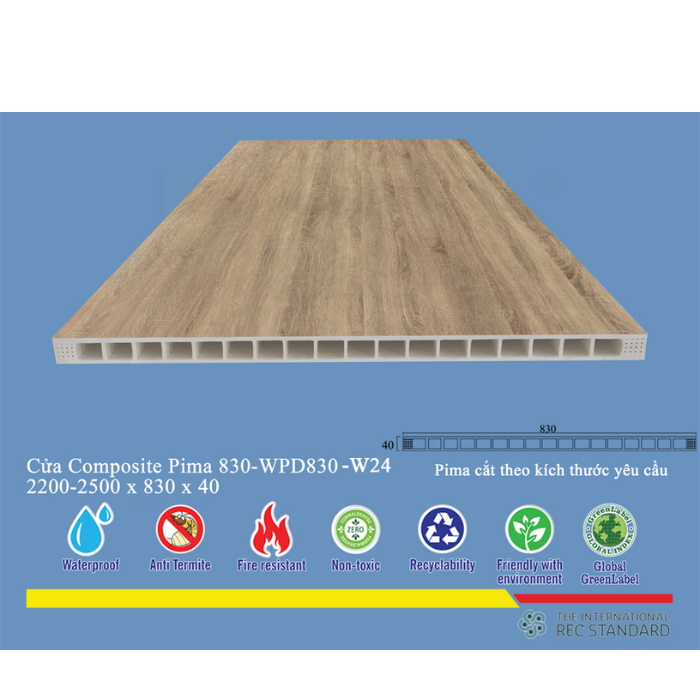 Phôi cửa Pima 83022 phủ vân gỗ W24