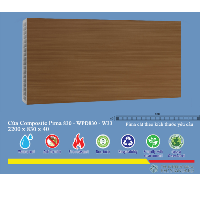  Phôi cửa Pima 83022 phủ vân gỗ W33