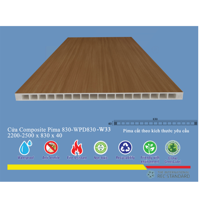  Phôi cửa Pima 83022 phủ vân gỗ W33