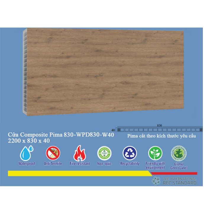 Phôi cửa Pima 83022 phủ vân gỗ W40