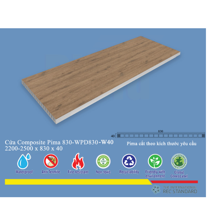 Phôi cửa Pima 83022 phủ vân gỗ W40