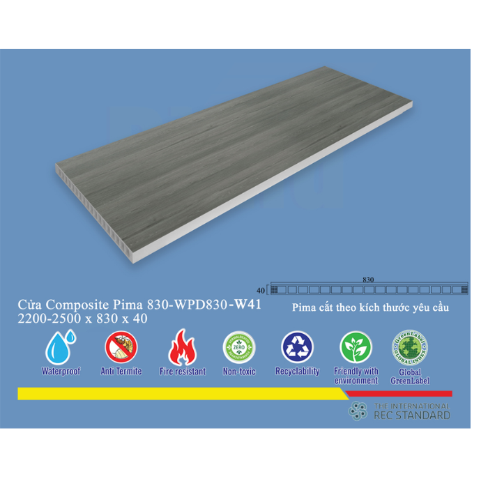 Phôi cửa Pima 83022 phủ vân gỗ W41