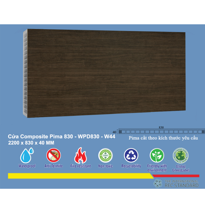 Phôi cửa Pima 83022 phủ vân gỗ W44