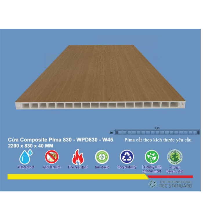  Phôi cửa Pima 83022 phủ vân gỗ W45