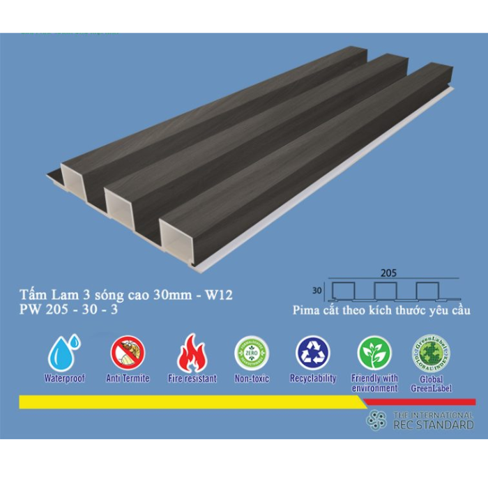  Tấm Lam 3 Sóng Pima 30 phủ vân gỗ W12
