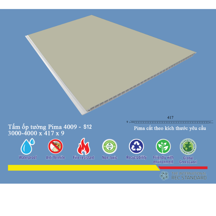 Tấm ốp nano pima ( 3600x400x9) phủ vân S12